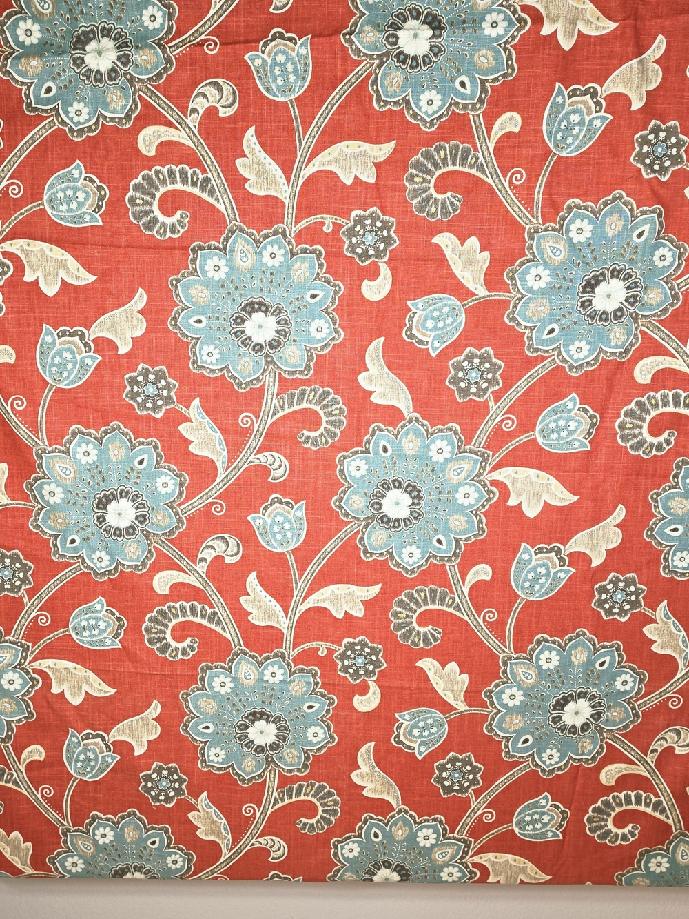 Braemore Floral Print Upholstery fabric in Coral and Teal About 2 Yards 54" Wide